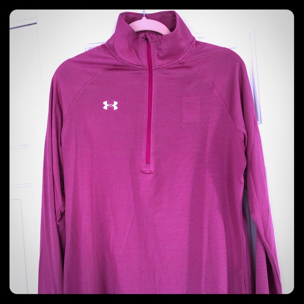 UA Women's Microstripe Tech 1/4 Zip Shirt Sz M